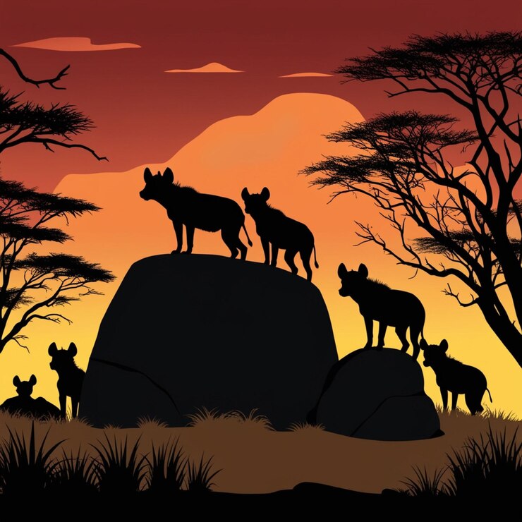 Vector animal silhouette in the forest