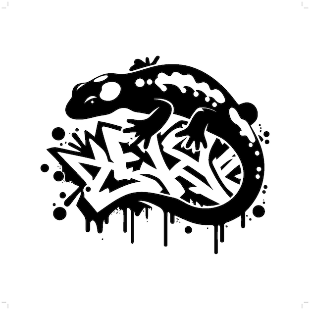 Vector animal silhouette in graffiti tag hip hop street art typography illustration