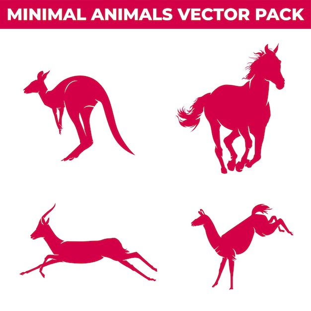 Animal silhouette - horse, llama, deer, kangaroo silhouette design - animal icon design