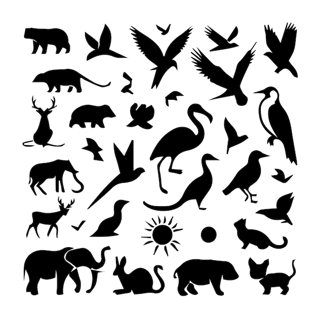 Vector animal silhouette isolated on white background