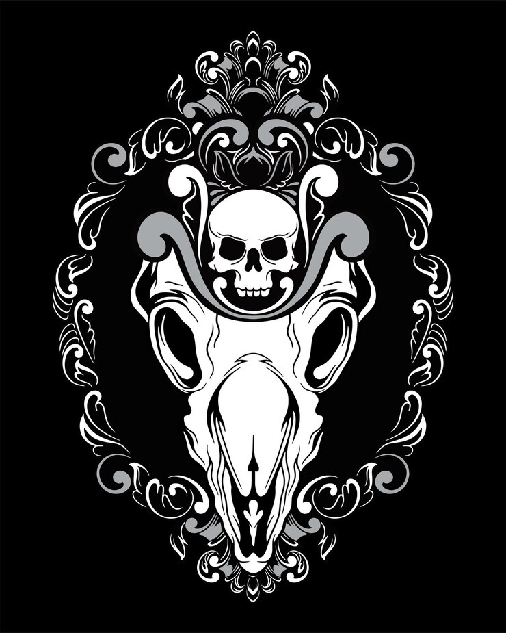 Animal Skull artwork illustration and t shirt design Premium Vector