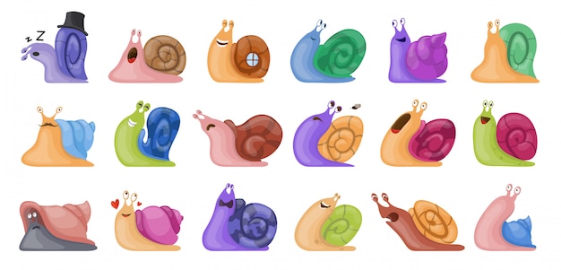Animal of snail icon set
