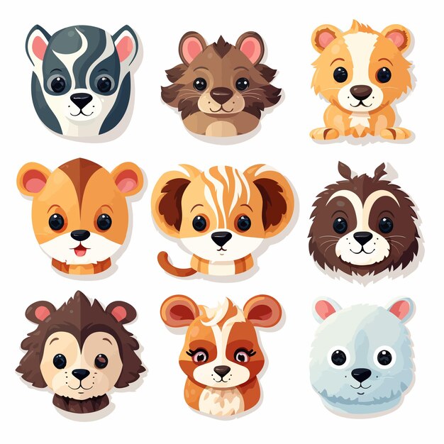 벡터 animal_sticker_pack 동물 표지판