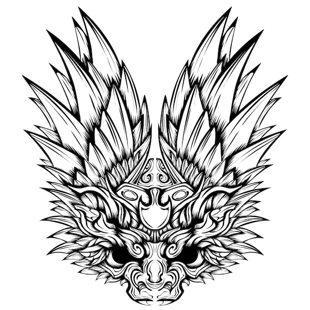 Animal tattoo wearing premium indian headdress vector