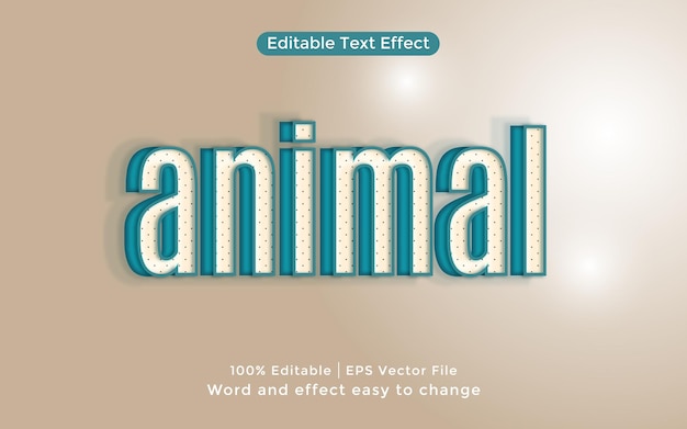 Текст животных, 3D-стиль, редактируемый текстовый эффект