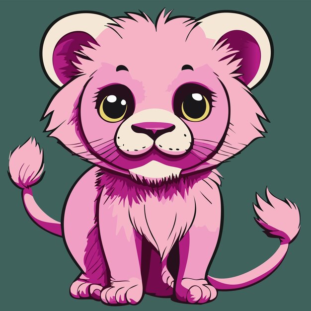 Animal Tiger lion vector illustration cute shapes cat character flat