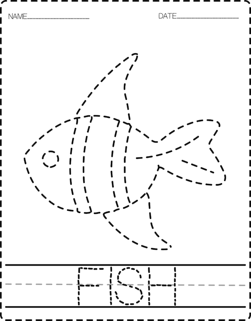 Animal Tracing Book with Example. Preschool worksheet for practicing fine motor skill.