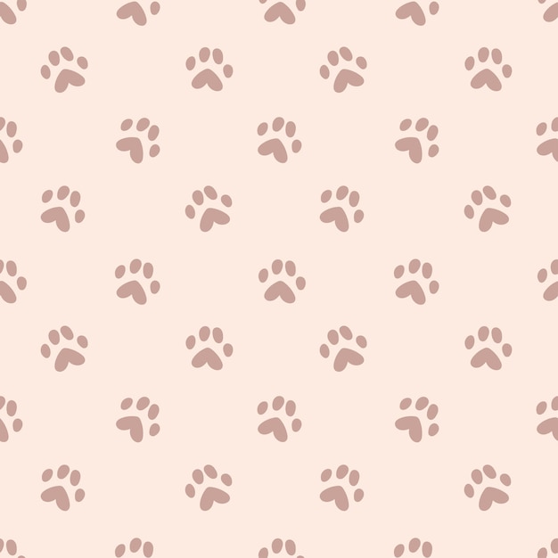 Vector animal tracks on a beige background. animal background with paws.