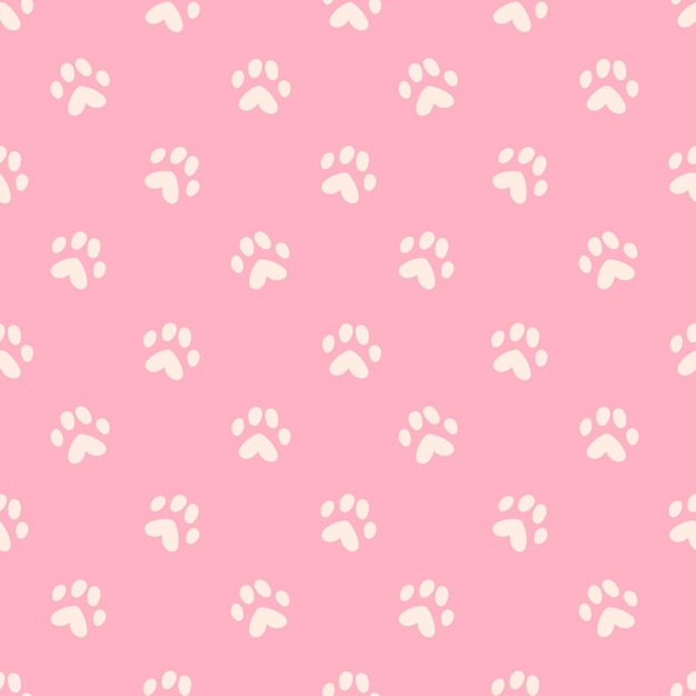 Vector animal tracks on a pink background vector pattern
