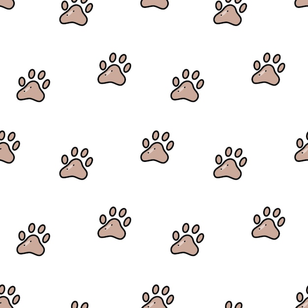 Animal tracks seamless pattern Dog or cat paw print background cartoon wallpaper