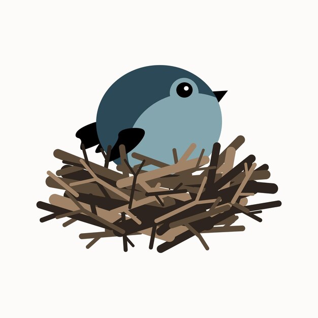 Animal vector blue bird in the nest