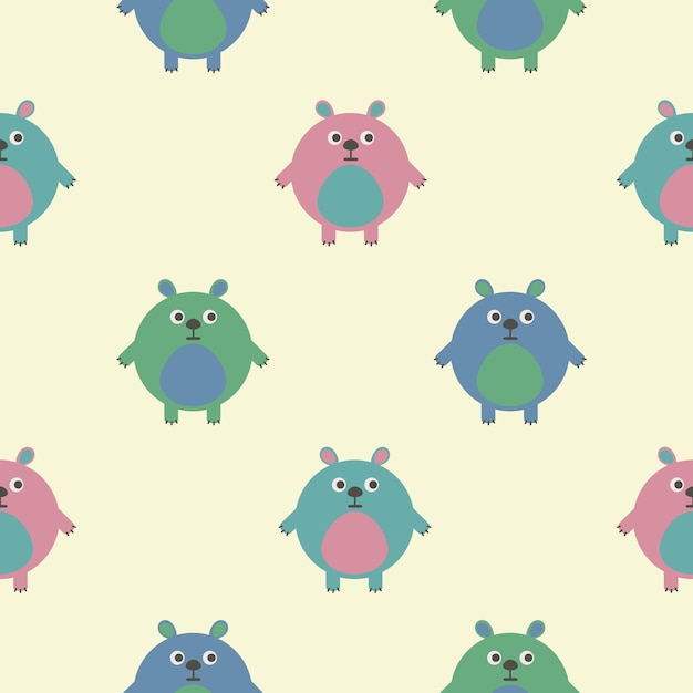 Vector animal vector cartoon multicolored bear seamless pattern