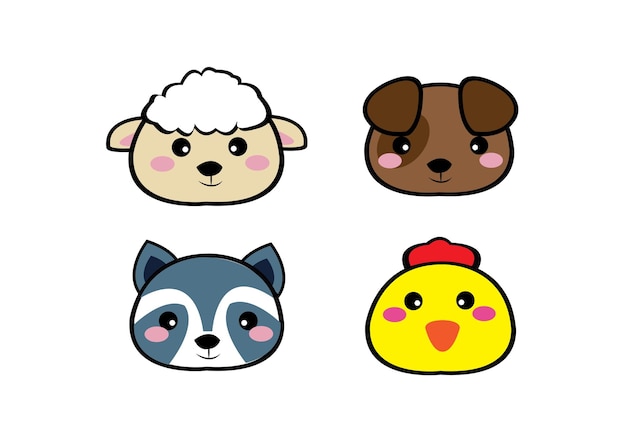 Vector animal vector chick racoon dog and sheep