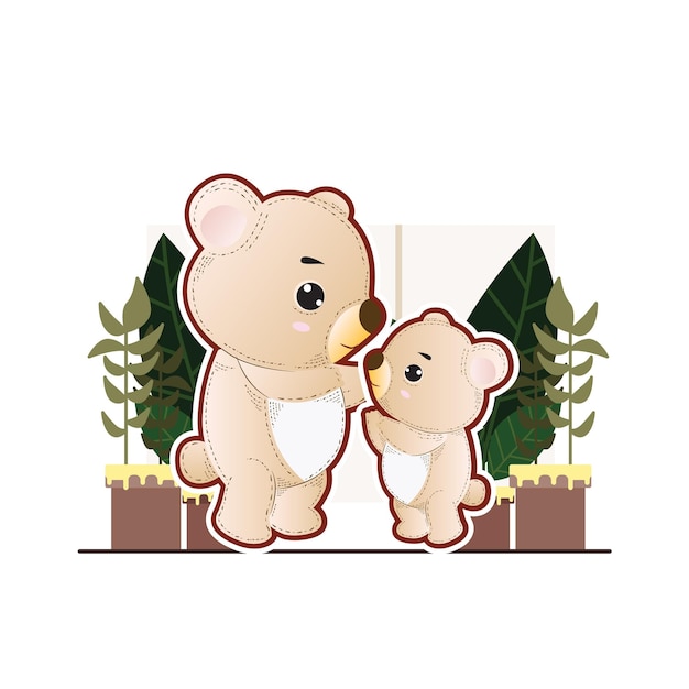 animal vector illustration for mother's day, father's day  event