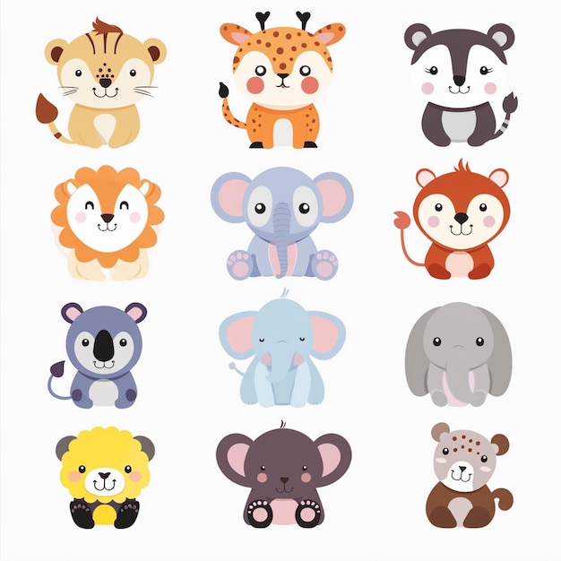 animal vector illustration zoo cartoon wild nature cute safari design lion wildlife back