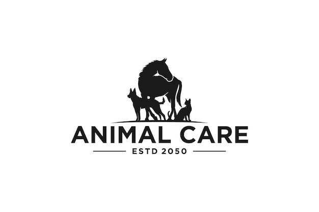 ベクトル 動物のロゴデザイン馬犬猫シルエットアイコンイラストペットショップ