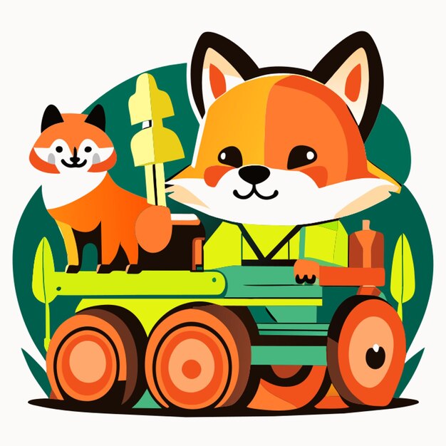 animal with farm equipment vector illustration