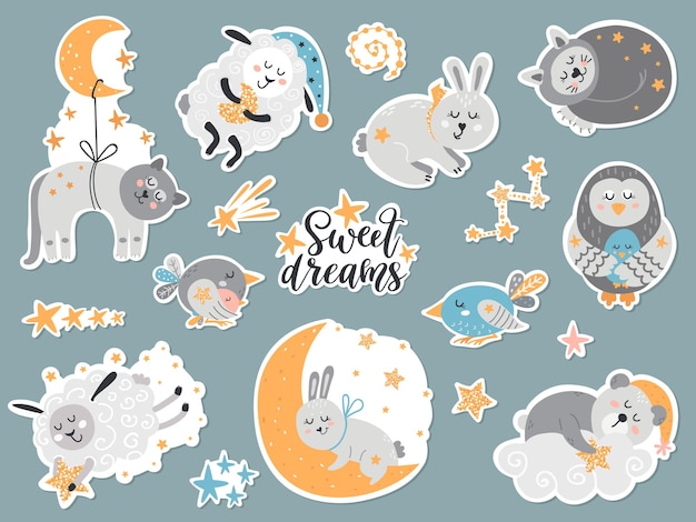 animals baby stickers set