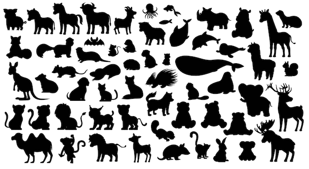 Animals black silhouettes