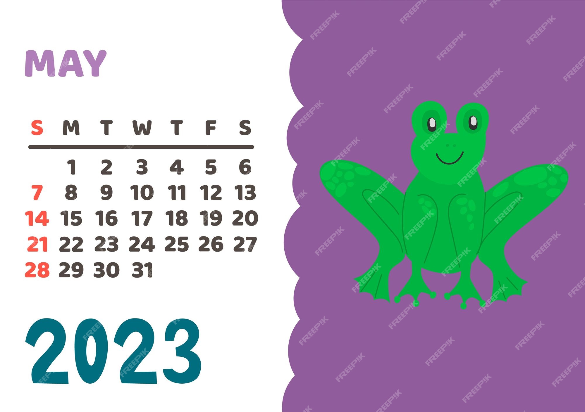 Premium Vector | Animals Calendar 2023 Cute Monthly Calendar With Different  Animals Funny Woodland And Savanna Characters Childrens Poster Vector  Almanac May Frog