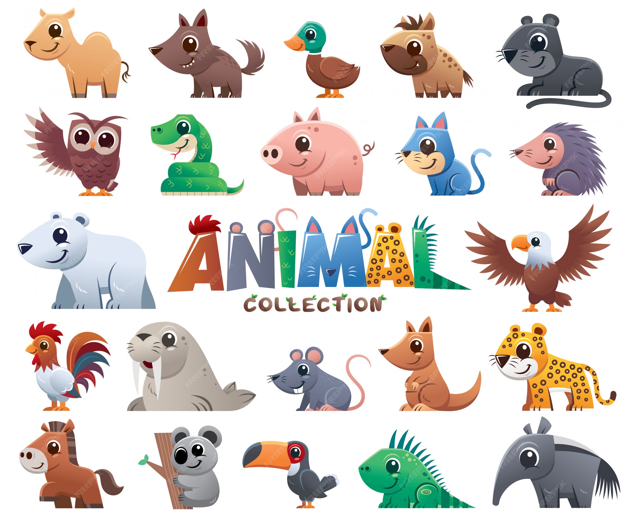 Premium Vector | Animals cartoons collection