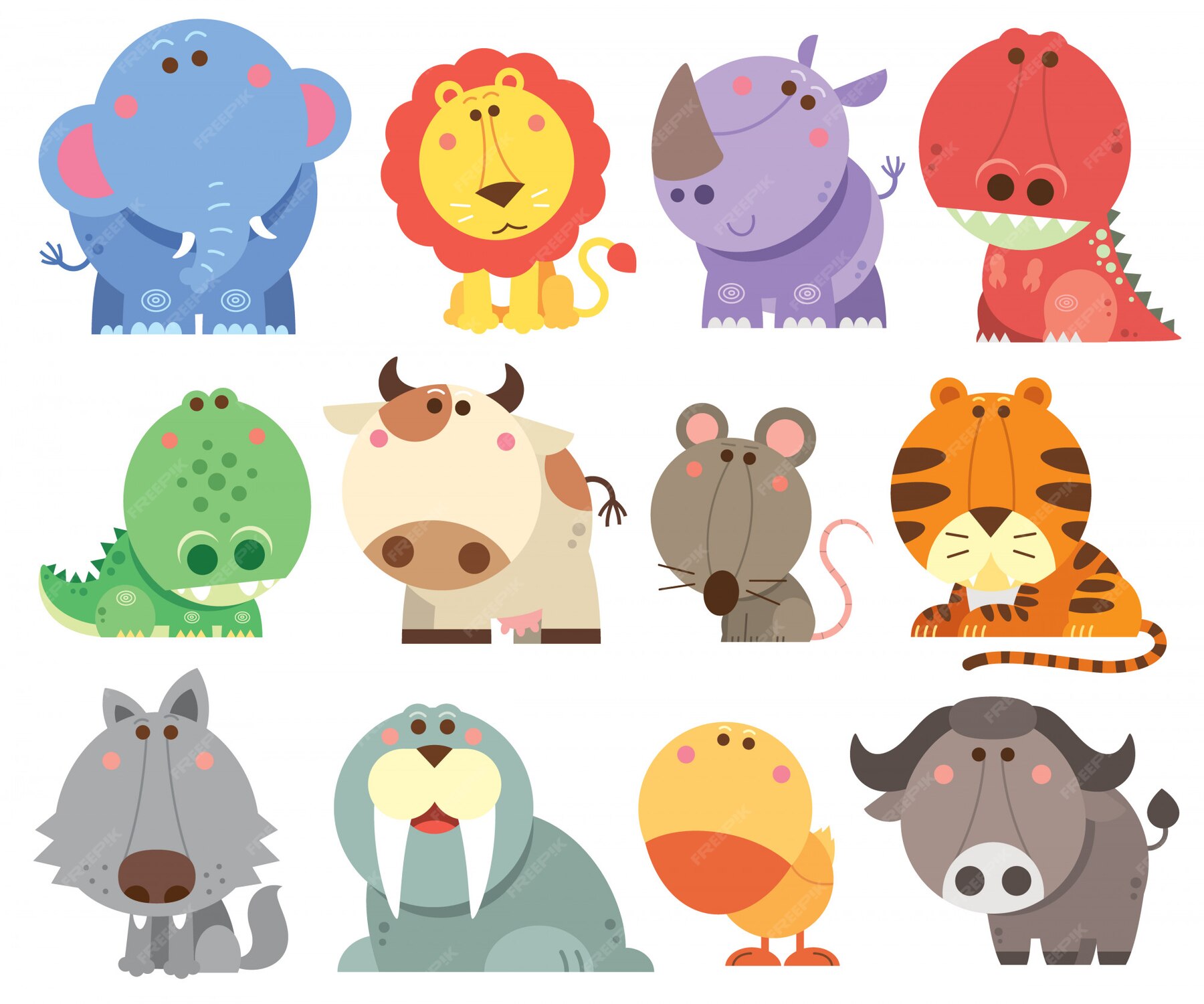 Premium Vector | Animals cartoons collection