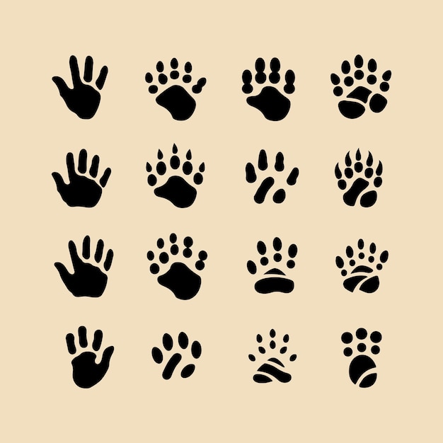 Animals claw scratches icons set silhouette