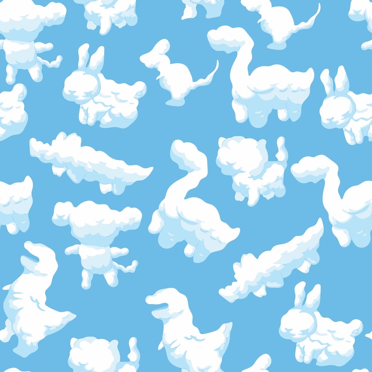 Vector animals cloud vector cartoon seamless pattern background for wallpaper wrapping packing and backdrop