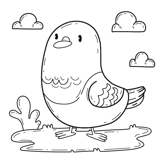 本のアルファベットを着色する動物白い背景で隔離ベクトル漫画鳩