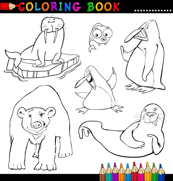 Animali per libro da colorare o pagina