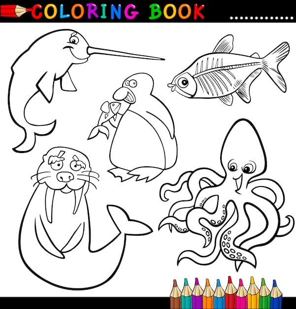 Animals for coloring book or page