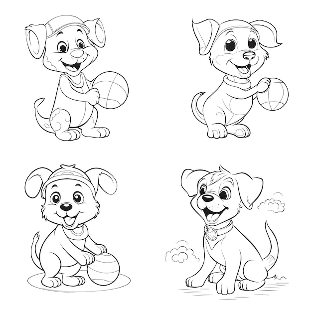 Animals Coloring page outline Black and white illustration Coloring book for kids