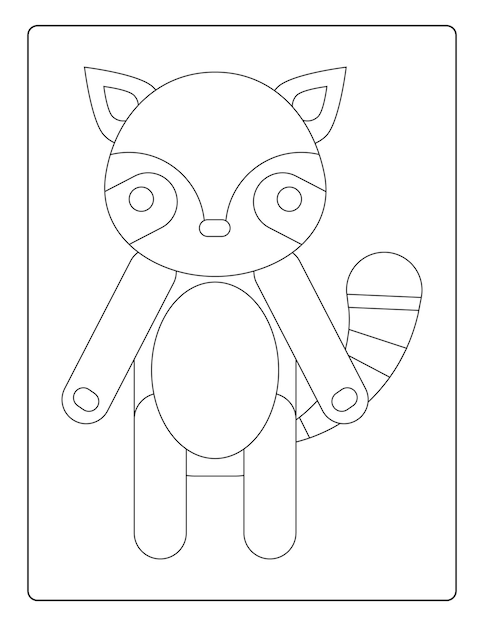 Животные раскраски для детей с милыми животными черно-белый рабочий лист