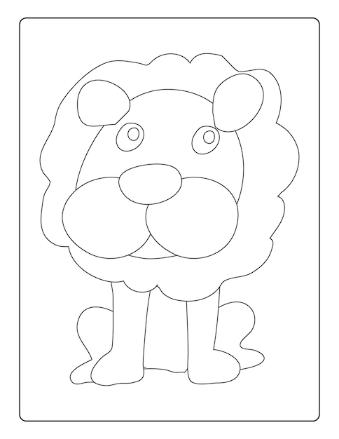 Animals Coloring Pages for kids with cute animals black and white activity worksheet