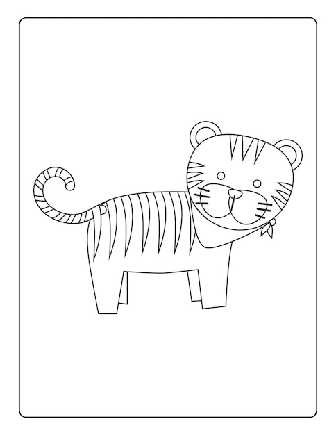 Animals Coloring Pages for kids with cute animals black and white activity worksheet