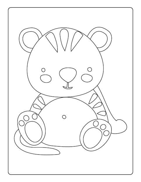 Animals Coloring Pages for kids with cute animals black and white activity worksheet