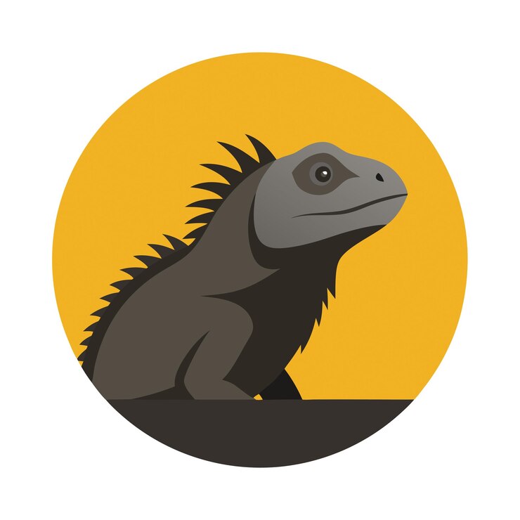 Vector animals concept iguana in flat png vector illustration geometric abstract design