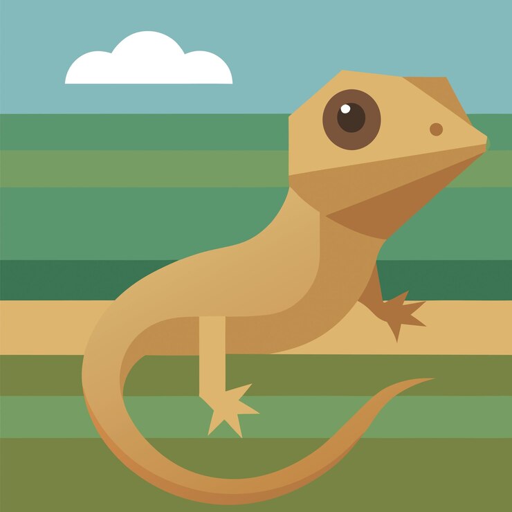 Vector animals concept lizard in flat png vector illustration geometric abstract design