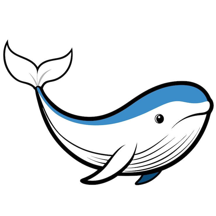 Vector 평평한 png 터 일러스트레이션 기하학적 추상 디자인의 동물 개념 고래