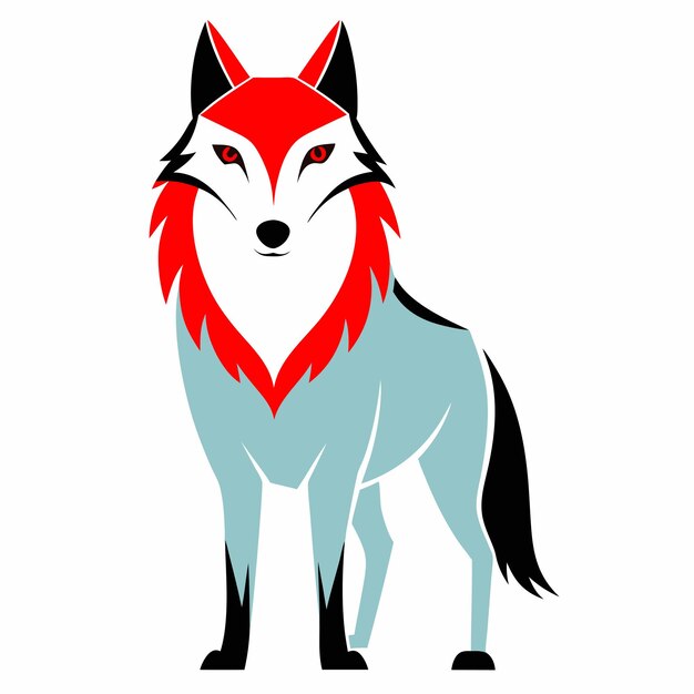 animals concept wolf in flat png vector illustration geometric abstract design