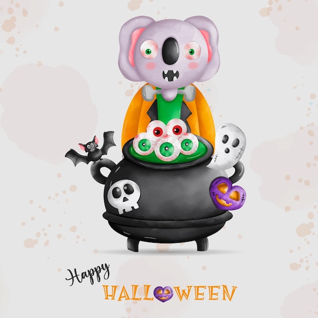 Animals in Halloween costumes for Halloween holiday elephant witch and magic cookingxDxA