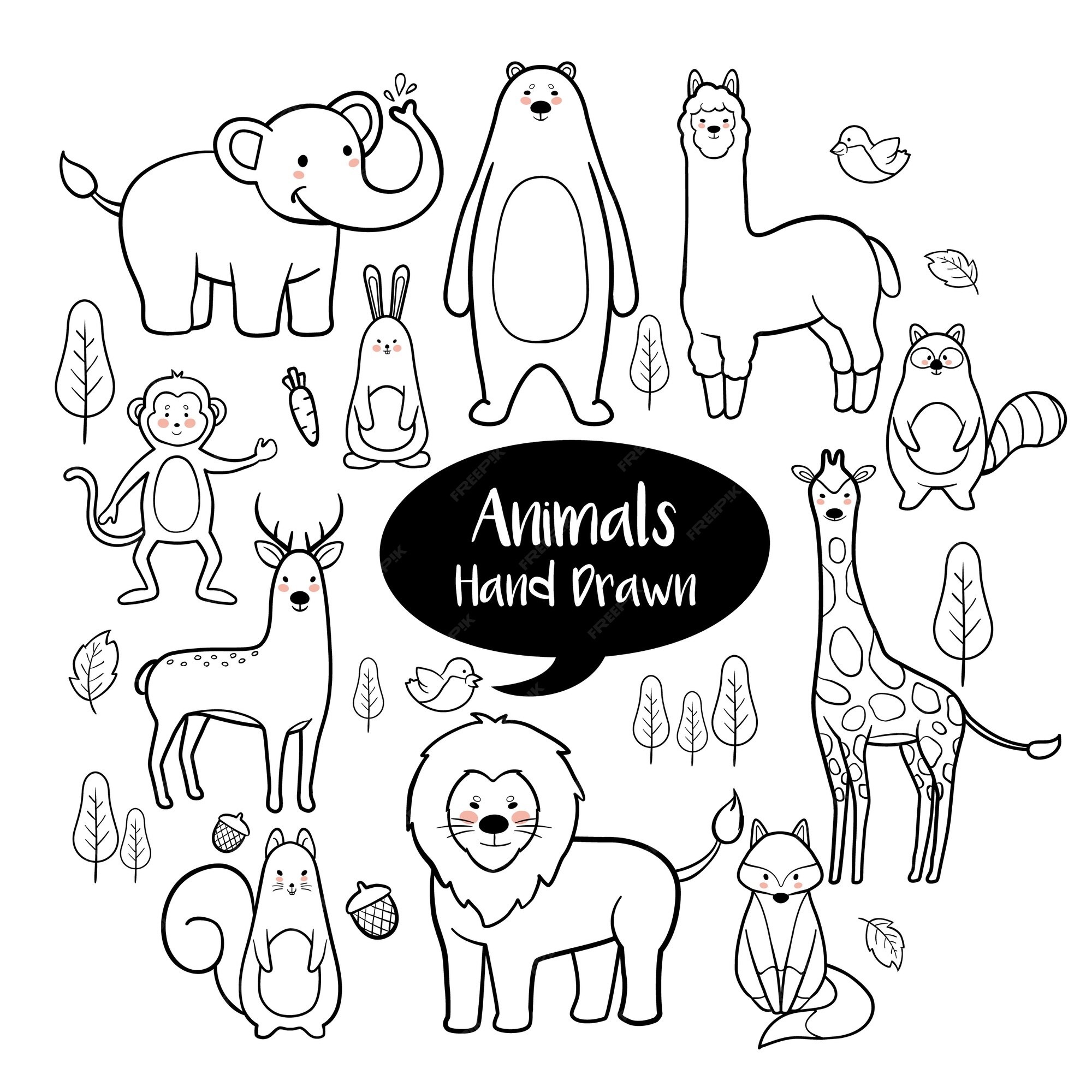 Premium Vector | Animals hand drawn doodles set