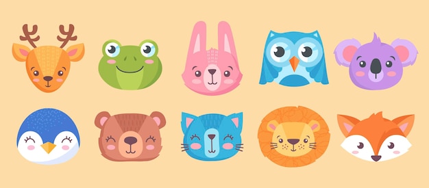 Vector animals head set