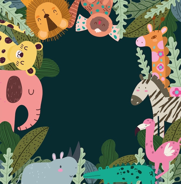 Vector animals in jungle habitat