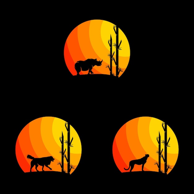 ベクトル 動物のロゴデザインテンプレート