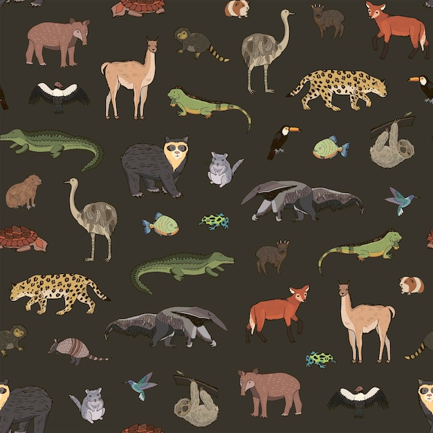 Animals ot south america vector seamless pattern