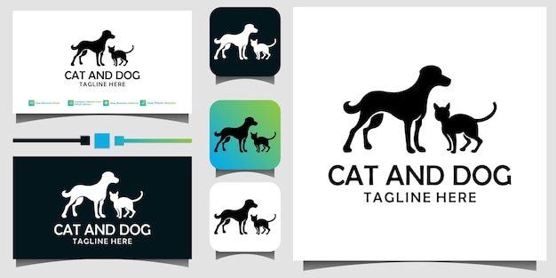 Animali domestici gatto e cane logo design