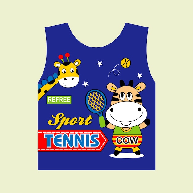 Animals playing tennis design cartoon vector illustration