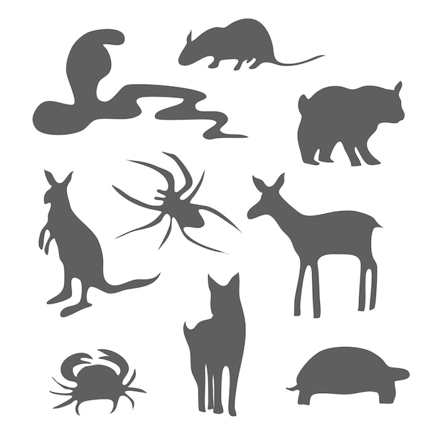 Animals silhouette bundle set vector