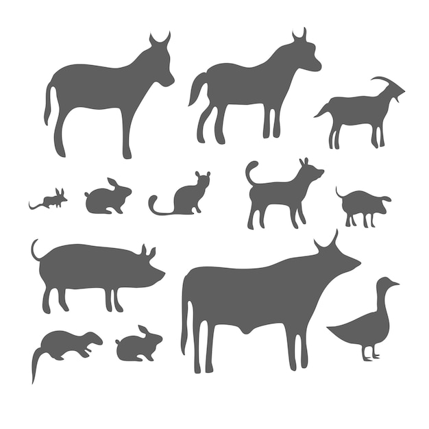 Animals silhouette bundle set vector